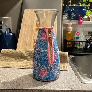 Lilly Pulitzer glass vase with floral cover